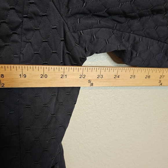 St John XL Black Quilted Jacket Gold Logo Buttons Collarless Coat - Picture 7 of 10